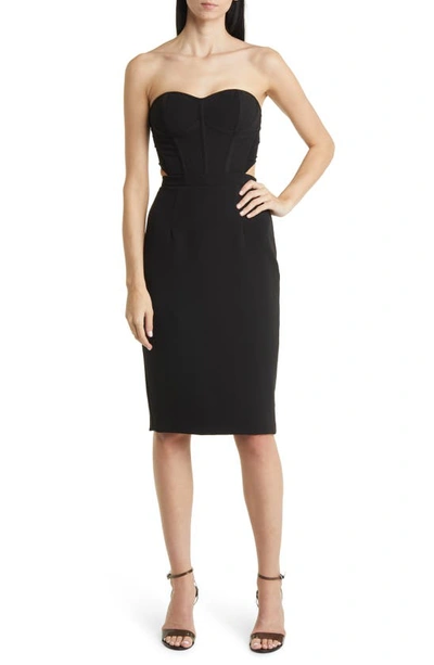 Black Halo Roxy Cutout Strapless Sheath Dress In Black