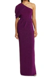 Black Halo Egan Pleated One-shoulder Column Gown In Amethyst
