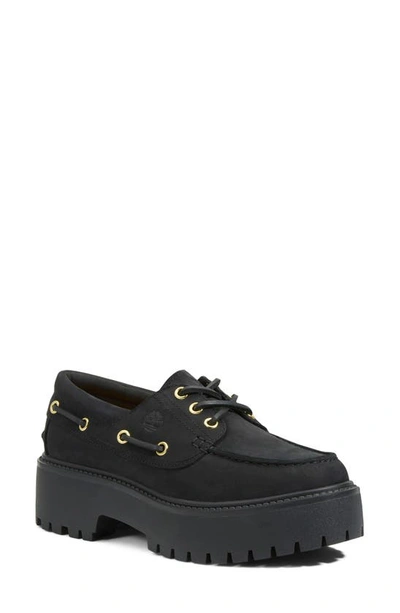 Timberland Stone Street Platform Boat Shoe In Black