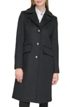 Karl Lagerfeld Tailored Pickstitch Wool Blend Coat In Black