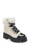 Steve Madden Reyen Womens Faux Leather Faux Fur Lined Shearling Boots In White