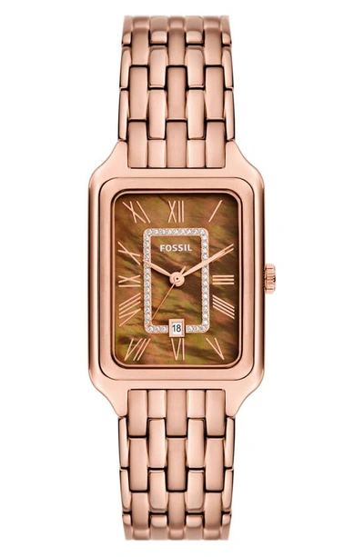 Fossil Women's Raquel Three-hand Date Rose Gold-tone Stainless Steel Watch 26mm In Rose Gold Tone