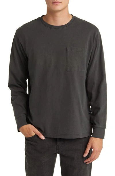 Rails Cyd Long Sleeve Cotton Pocket T-shirt In Washed Black
