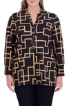 Foxcroft Pamela Maze Print Stretch Tunic Shirt In Black Multi