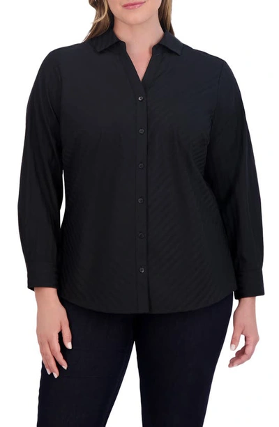 Foxcroft Mary Cotton Blend Button-up Shirt In Black
