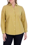 Foxcroft Mary Cotton Blend Button-up Shirt In Gold