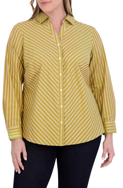 Foxcroft Mary Cotton Blend Button-up Shirt In Gold