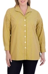 Foxcroft Pandora Stripe Cotton Blend Button-up Shirt In Gold