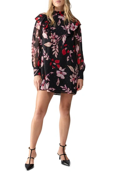 Sanctuary Twice As Cute Floral Long Sleeve Minidress In Poinsettia