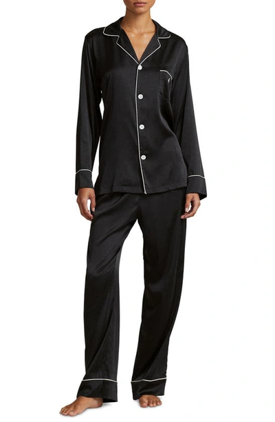 Polo Ralph Lauren Stretch Silk Pajamas In Onyx