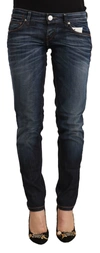 ACHT BLUE WASHED COTTON LOW WAIST SKINNY DENIM JEANS