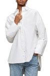Allsaints Evie Oversized Logo Printed Shirt In White