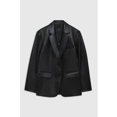 Anine Bing Classic Blazer In Black Recycled Leather