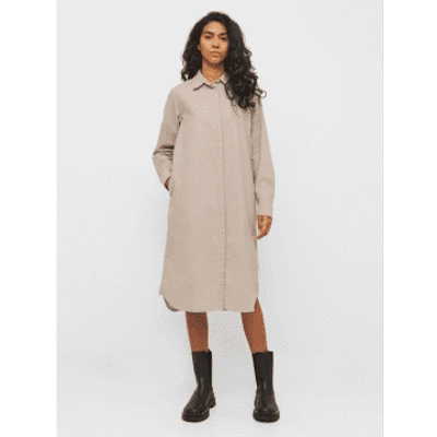 Knowledge Cotton Apparel 2200035 Corduroy Mid Lenght Shirt Dress Light Feather Grey