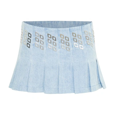 Dion Lee Studded Pleated Skirt In Cyan