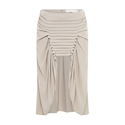 Dion Lee Ventral Draped Midi Skirt In Alloy