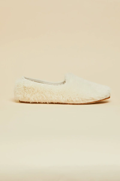 Olivia Von Halle Dolly Ivory Merino Wool Slippers