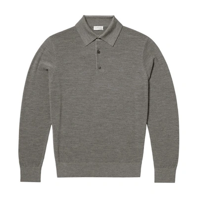 Fursac Wool Longsleeves Polo Sweater In Concrete