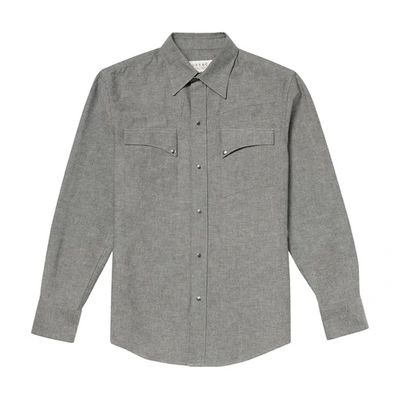 Fursac Long-sleeve Press-stud Shirt In Medium_grey