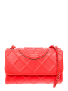 TORY BURCH FLEMING SOFT RED SHOULDER BAG WITH DIAMOND-SHAPED PINTUCKS IN LEATHER WOMAN