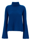 SEMICOUTURE GINGER BLUE TURTLENECK WITH FLARE SLEEVES IN FABRIC WOMAN