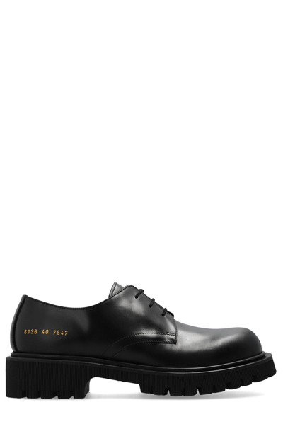 COMMON PROJECTS LOGO PRINTED DERBY SHOES