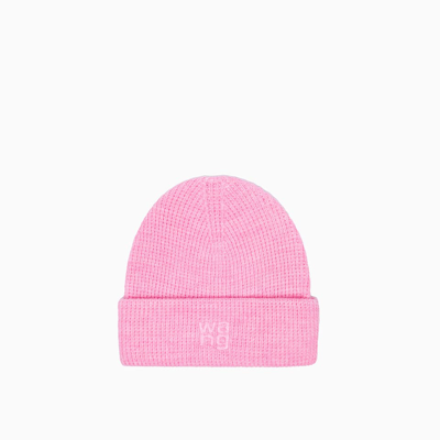 Alexander Wang Compact Deboss Logo Beanie In Prism Pink