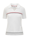 Thom Browne Three Stripes" Knit Polo - White In White