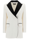 DOLCE & GABBANA WHITE DOUBLE-BREASTED JACKET WITH PEAK REVERS IN VISCOSE BLEND WOMAN