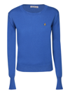 Vivienne Westwood Orb-embroidered Cotton-cashmere Jumper In Blue