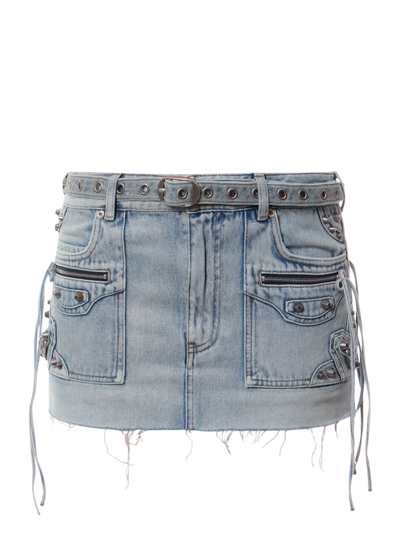 Balenciaga Cagole Denim Miniskirt In Blue