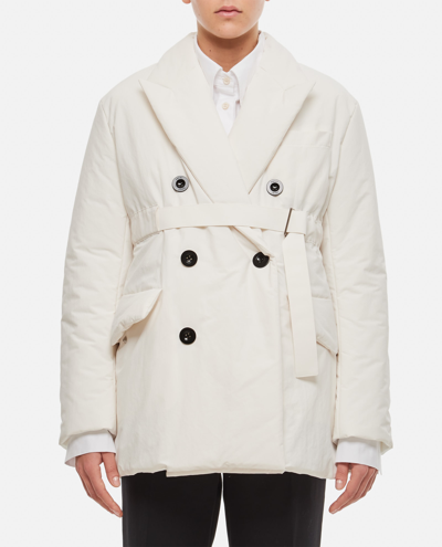 Sacai Double-breasted Padded Trench Coat In White