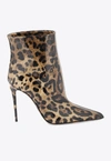 Dolce & Gabbana Glossy Leather Ankle Boots In Brown