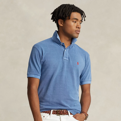 Ralph Lauren Original Fit Mesh Polo Shirt In Campus Blue