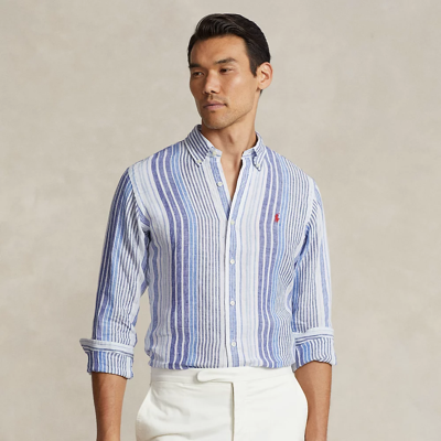 Ralph Lauren Classic Fit Striped Linen Shirt In Blue Multi