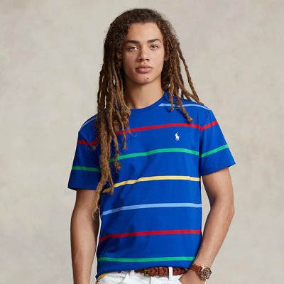 Ralph Lauren Classic Fit Striped Jersey T-shirt In Sapphire Star Multi