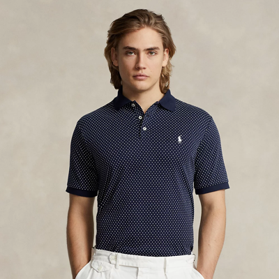 Polo Ralph Lauren Classic Fit Dot Soft Cotton Polo Shirt In Navy