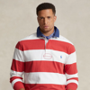 Polo Ralph Lauren Classic Fit Striped Jersey Rugby Shirt In Post Red /white