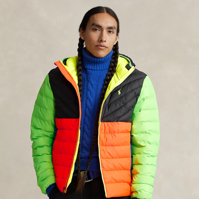 Ralph Lauren Neon Packable Water-repellent Jacket In Polo Black Multi