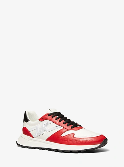 Michael Kors Dax Two-tone Leather Trainer In Red