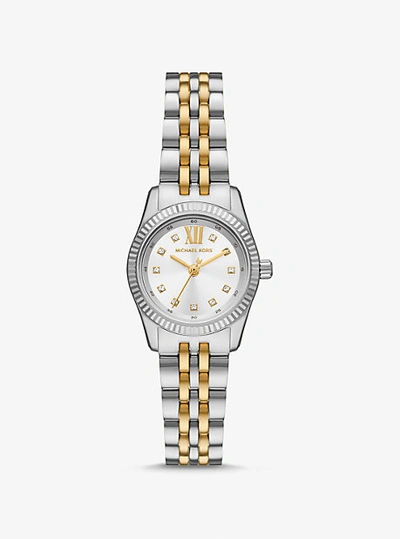 Michael Kors Petite Lexington Pavé Two-tone Watch In Two Tone  / Gold Tone / White