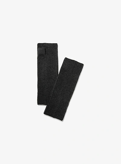 Michael Kors Ribbed Cashmere Fingerless Gloves In Black