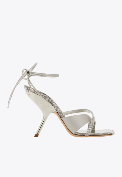 Ferragamo Allegra 105 Crystal Embellished Sandals In Silver