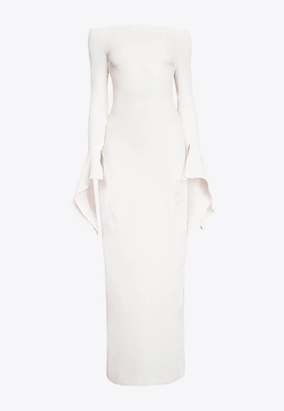 Solace London Amalie Off-shoulder Maxi Dress In Cream