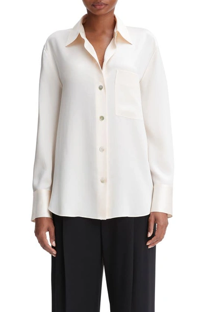 Vince Relaxed Fit Long Sleeve Silk Shirt In Chiffon