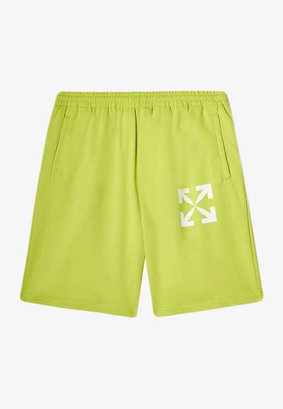 Off-white Single Arrow Skate Track Shorts In Green