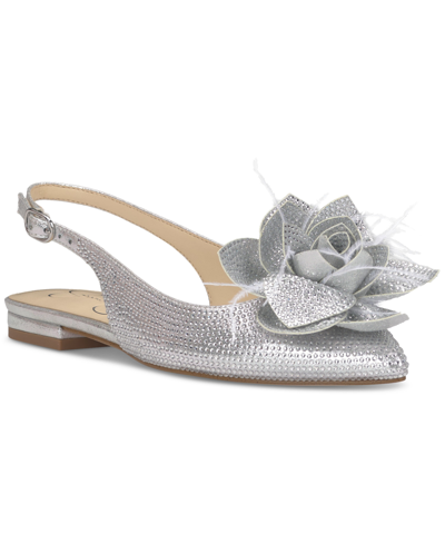 Jessica Simpson Evito Slip-on Slingback Embellished Flats In Silver