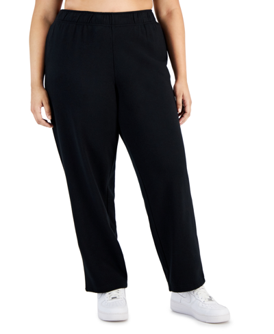 Id Ideology Plus Size Relaxed Mid-rise Pull-on Fleece Pants, Created For Macy's In Deep Black