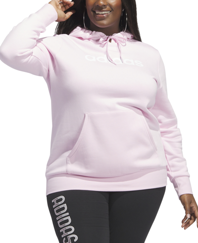Adidas Originals Trendy Plus Size Pullover Logo-print Hoodie In Clear Pink