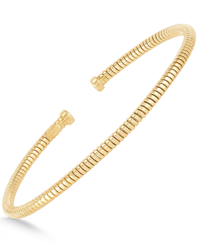 Italian Gold Polished Coil Tubogas Cuff Bangle Bracelet In 14k Gold In Yellow Gold